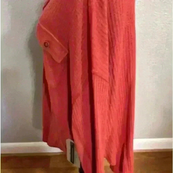 Frye and Company Women’s Button Up Long Sleeve Waffle Knit Orange Shirt 1X NWT - Picture 3 of 7